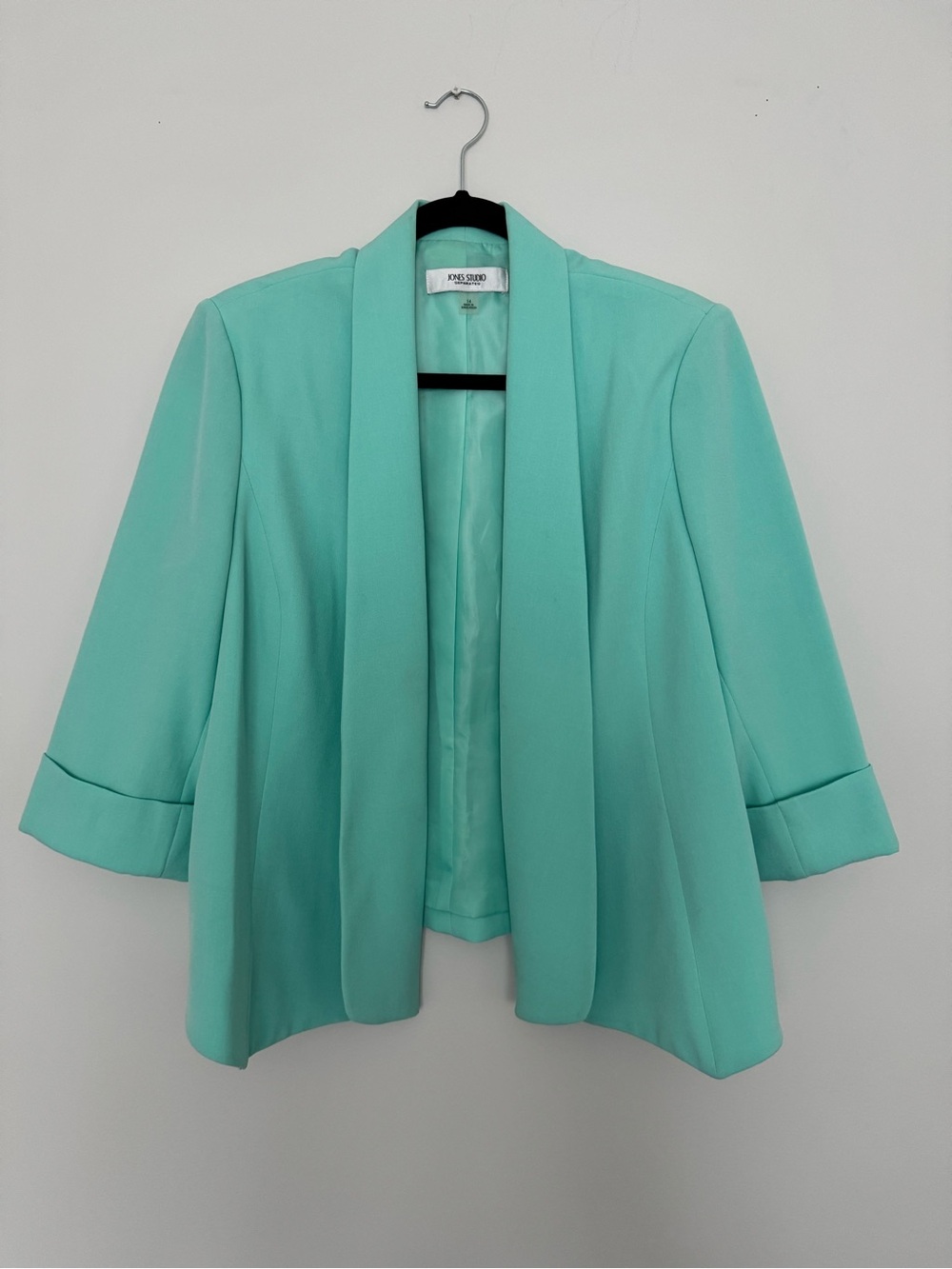Jones Studio Mint Green Open Front Blazer – Size 14